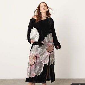 ASOS Edition Plus Size Floral Velvet Maxi Dress